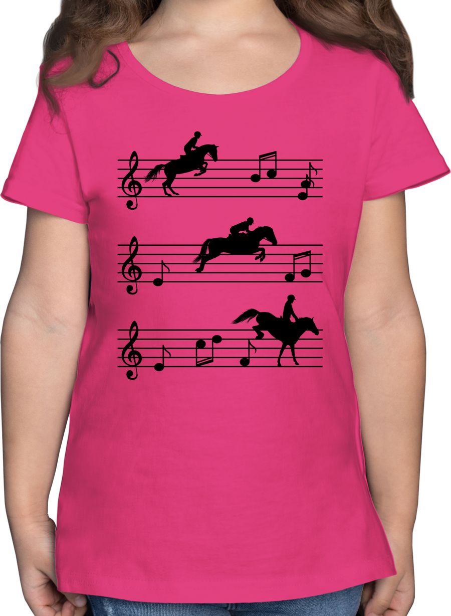 Pferde auf Musiknoten - schwarz