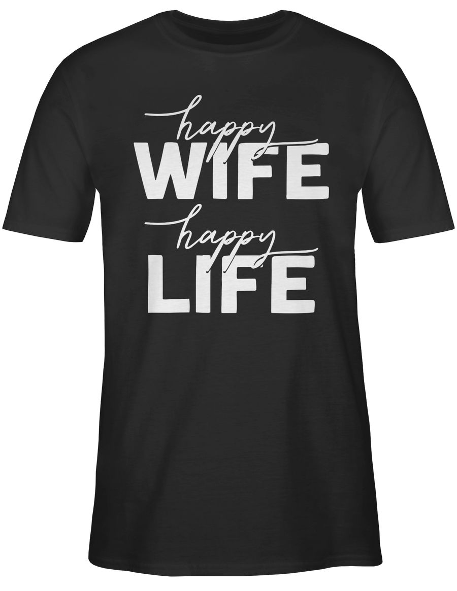 Happy Wife Happy Life Lettering Combi weiß