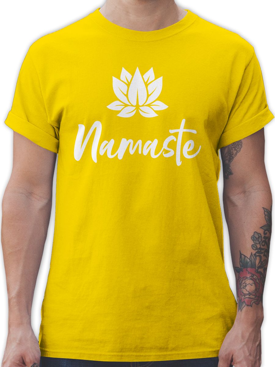 Namaste mit Lotusblüte weiß