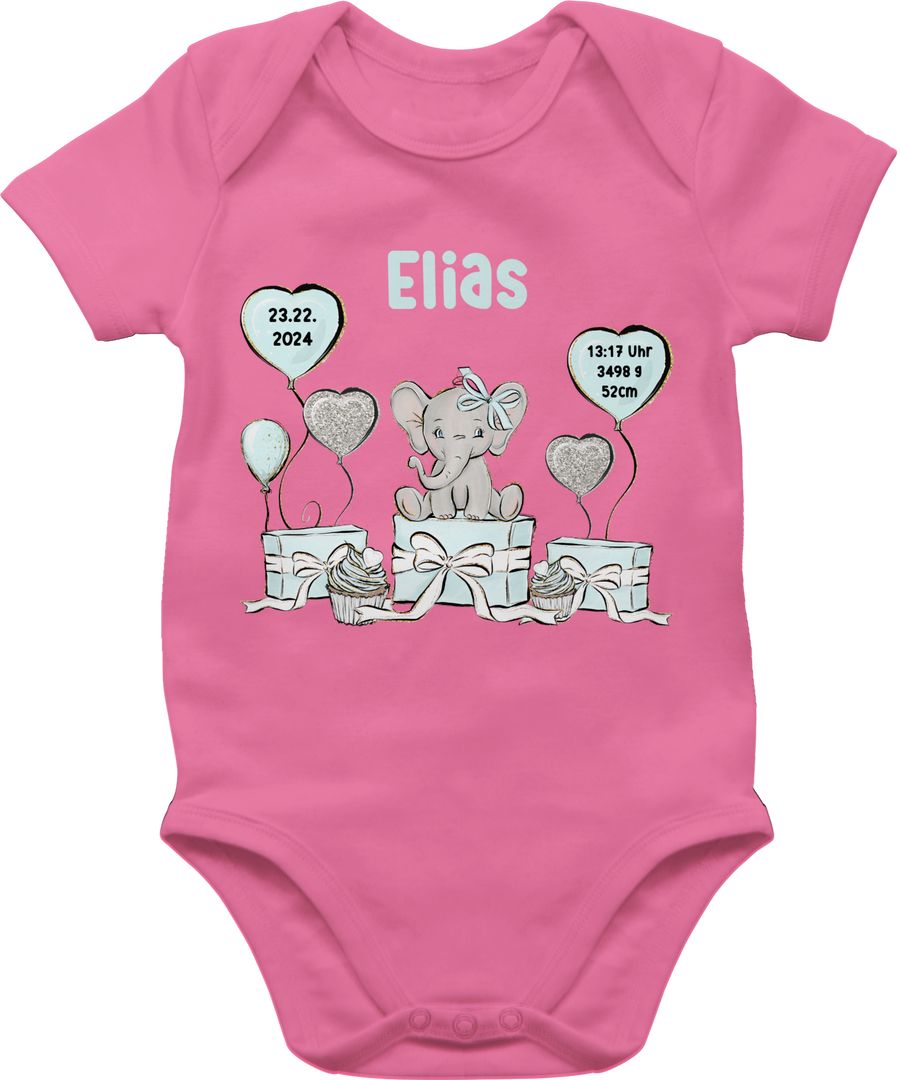 Baby Geschenk zur Geburt Jungen Elefant personalisiert Name Geburtsdaten Taufe