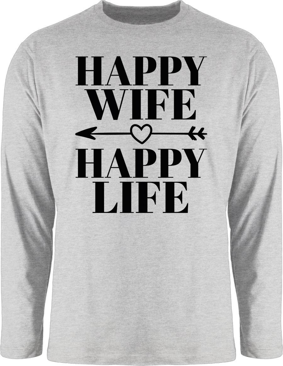 Happy Wife Happy Life mit Pfeil - schwarz