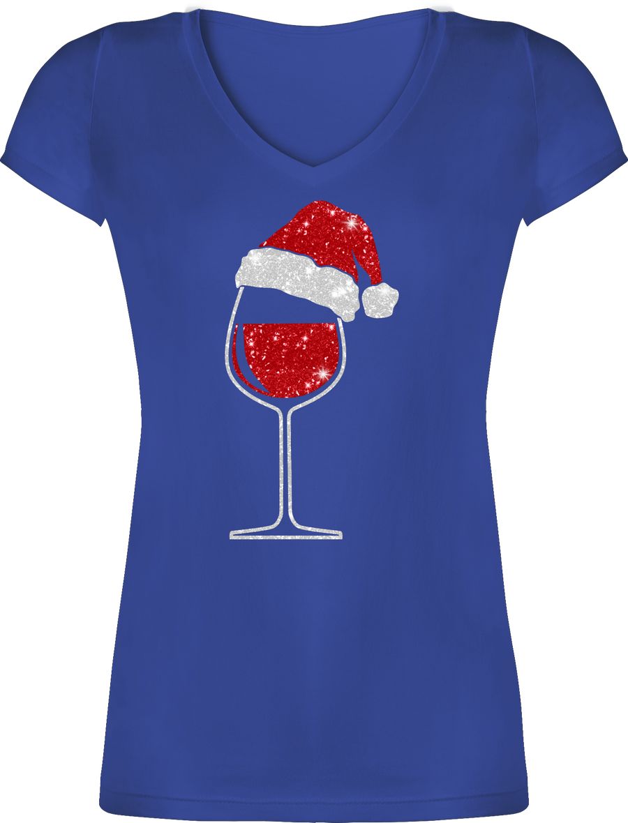 Weinglas mit Weihnachtsmütze