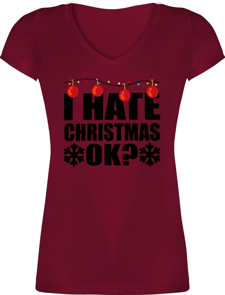 I hate Christmas ok? Mit Weihnachtskugeln - schwarz